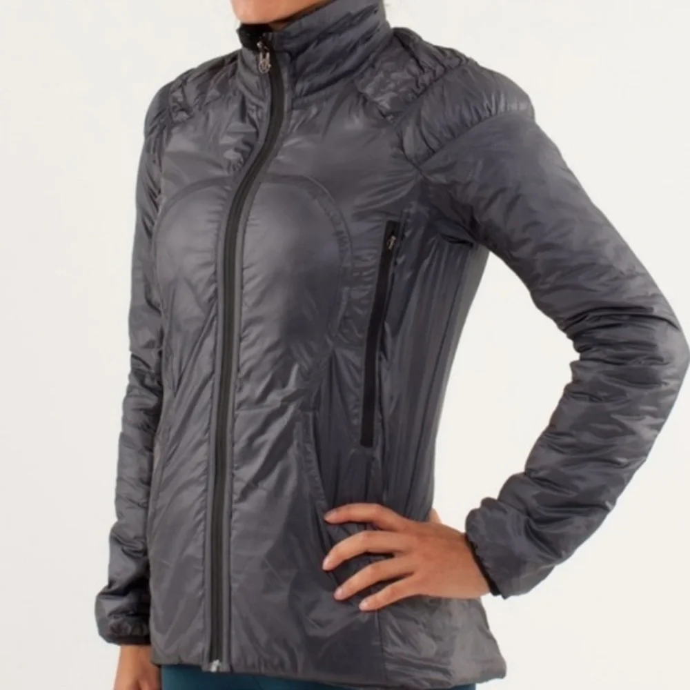 Lululemon Athletica Run Reversible Turn Around 650 Fill Down Black Jacket Sz 4